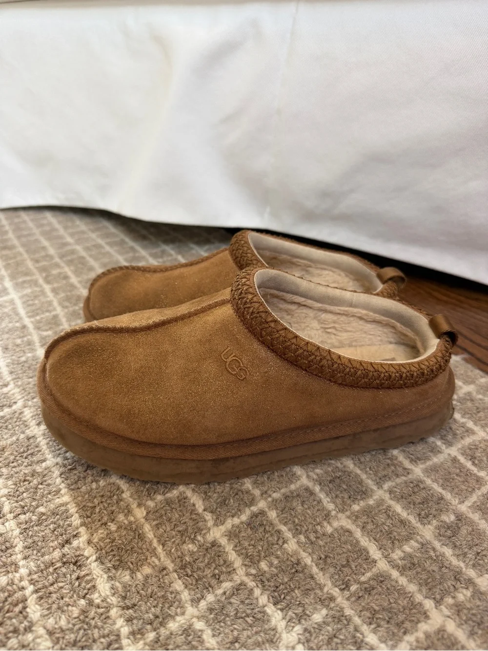UGG Kids Chestnut Brown Suede Slip-On Clogs
